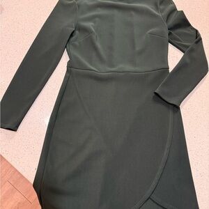 Topshop Dark Green Long Sleeve Dress